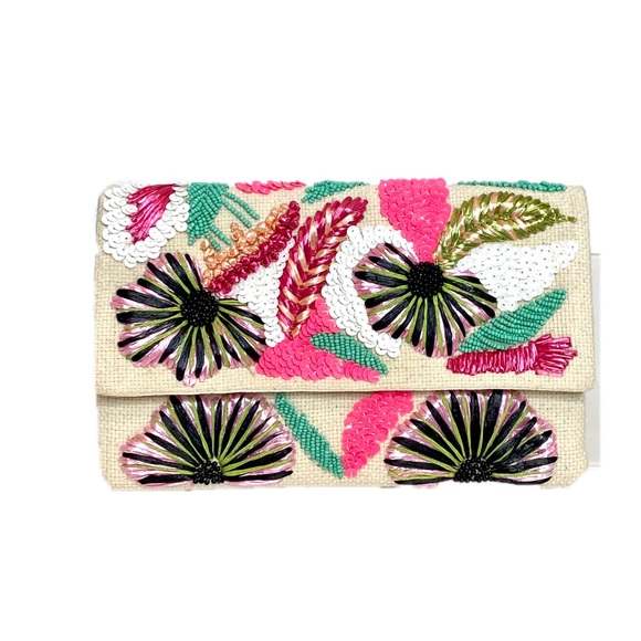 Charming Charlie Handbags - Charming Charlie Tropical Beaded Clutch Purse Bag